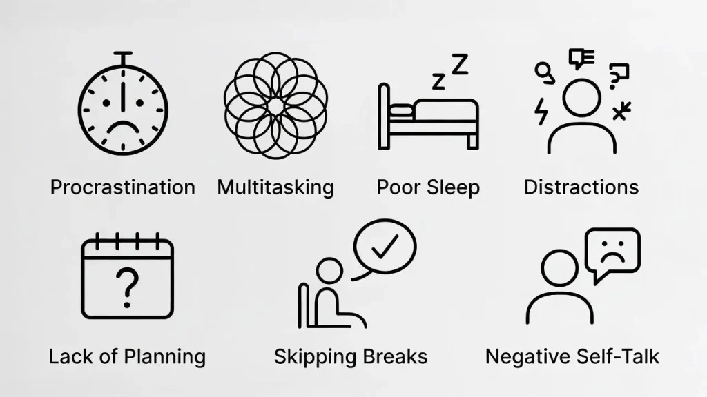 infographic of bad habits killing productivity