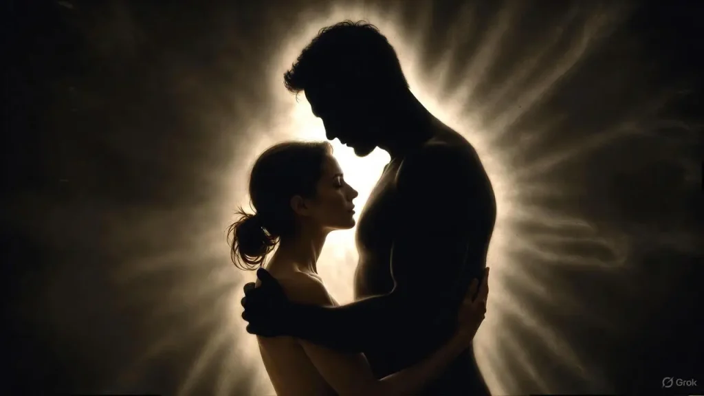 A person embracing their shadow, symbolizing self-compassion and unlocking your potential through inner work.