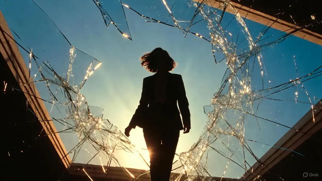 Symbolic image of Susie Wiles breaking the glass ceiling as the first female White House Chief of Staff.