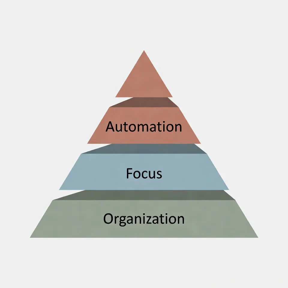 Hierarchy of productivity tools for entrepreneurs infographic.