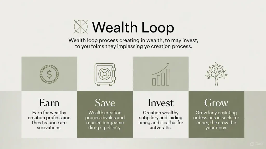 Infographic showing the 5 steps of the financial journaling loop.