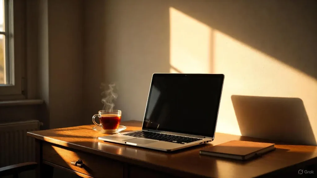 A peaceful, organized desk setup representing deep work and why multitasking is a myth.