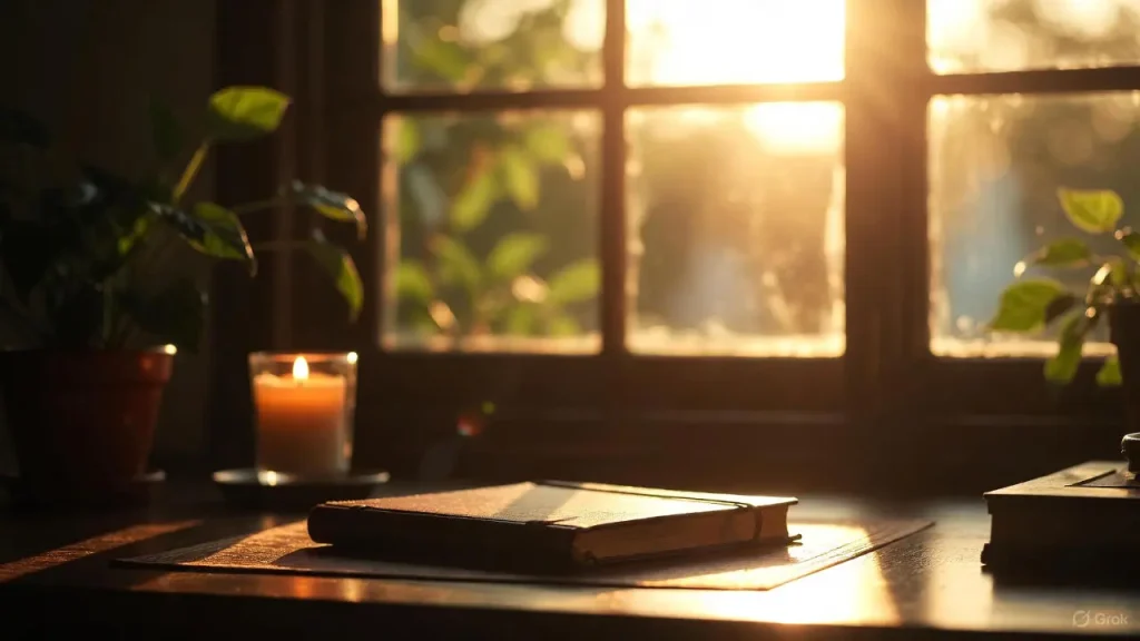 Stoicism for modern life featured image with journal and statue.