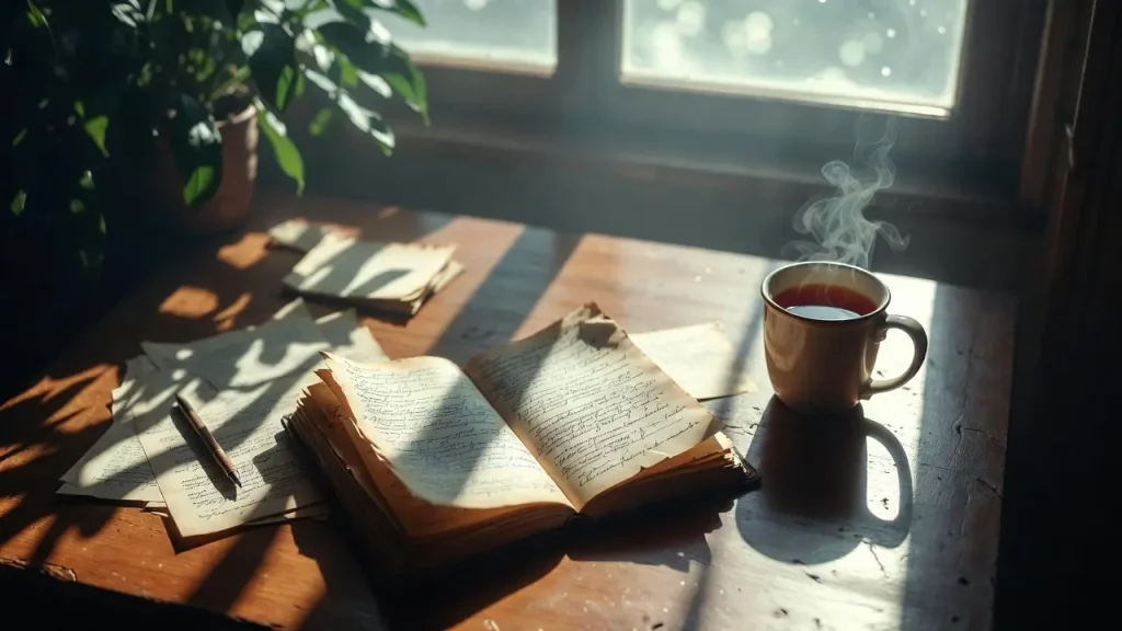 Open notebook on a desk for journaling for mental clarity.