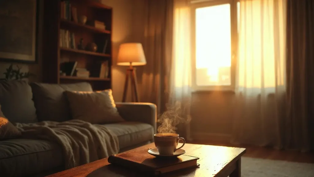 Morning routines of highly successful people featuring a journal and coffee at sunrise.